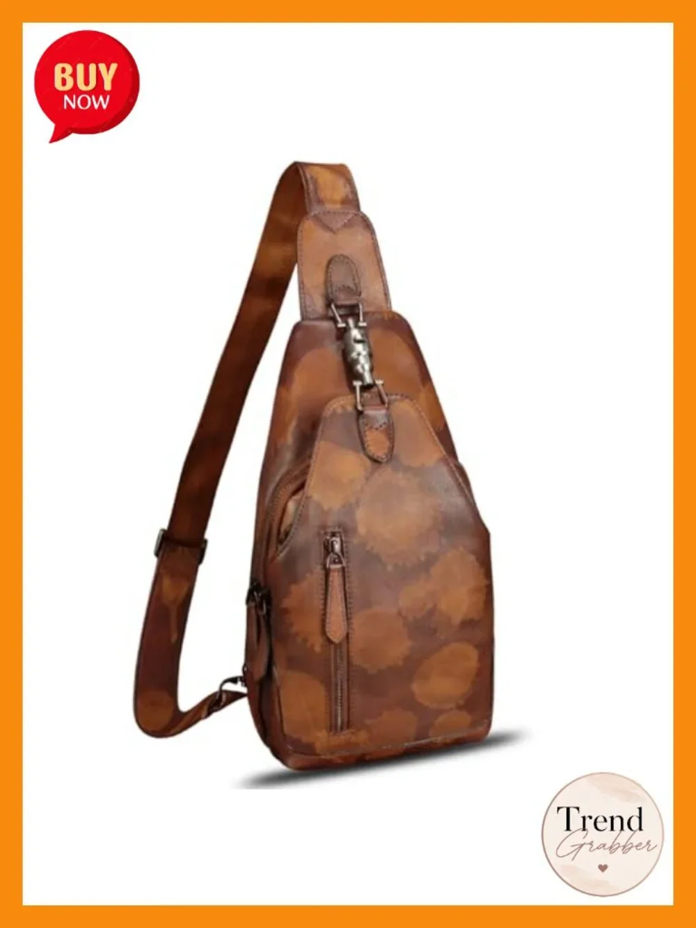 Genuine Leather Sling Backpack Crossbody Bag Unisex Retro Handmade Chest Purse